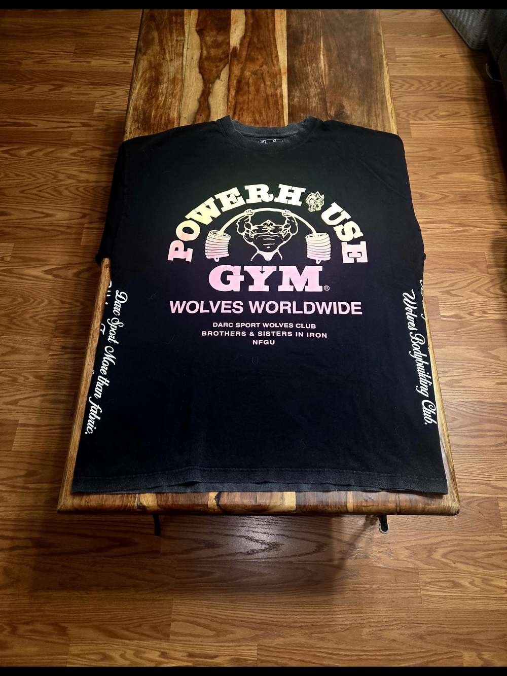 Darc Sport/PowerHouse Gym Collab Men's Black Graphic Tee. Size Medium